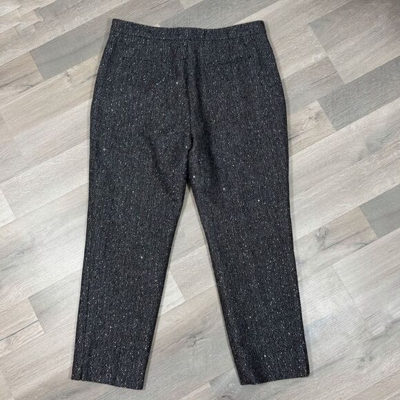 J.Crew Martie Herringbone Tweed Wool Sequin Crop Pants Trousers Black 10 - Picture 5 of 15